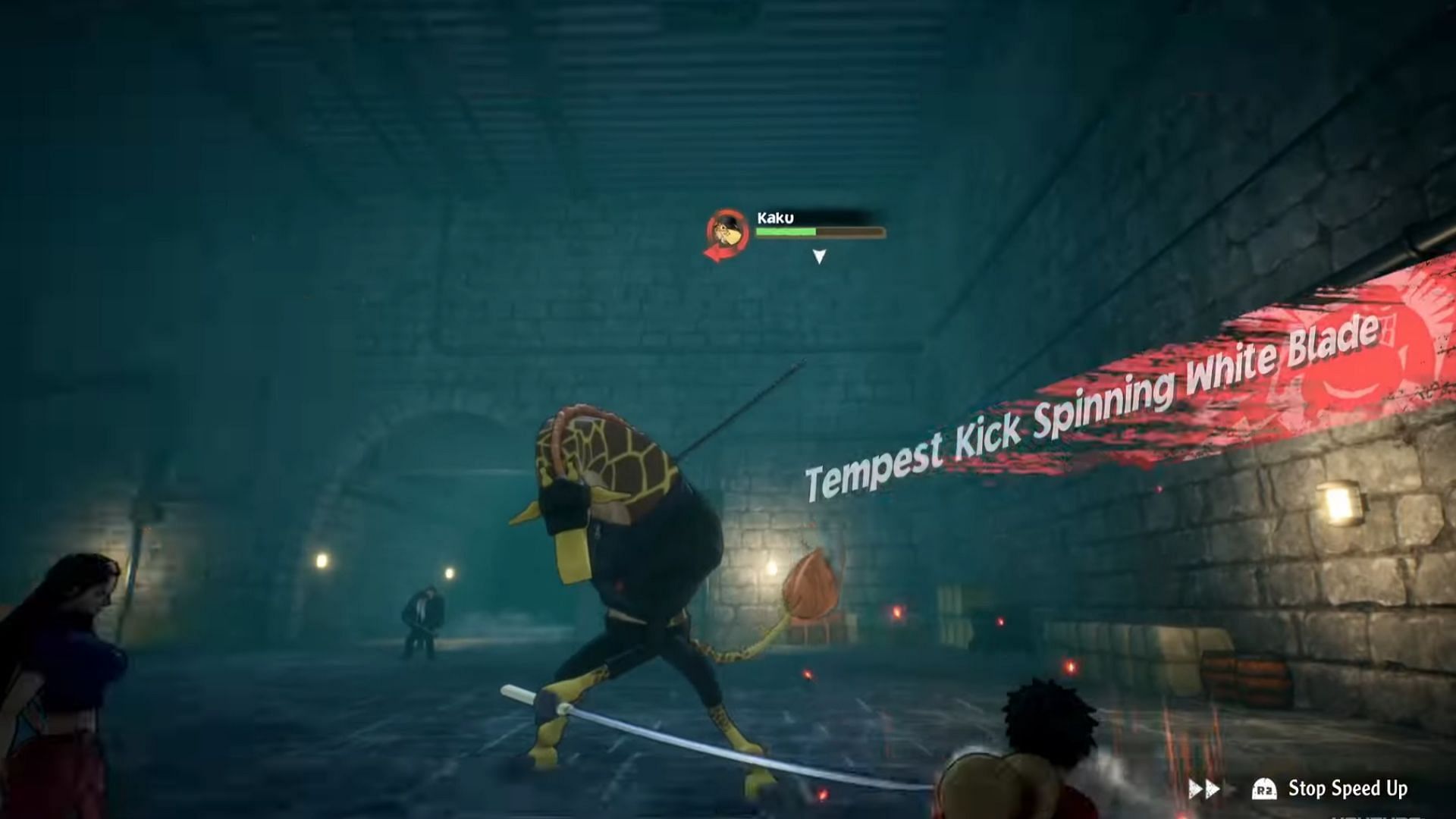 Kaku's Tempest Kick Spinning White Blade attack (Image via Bandai Namco)